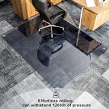 GLSLAND 46" × 55" [Tempered Glass] Chair Mat – Durable Office Chair Mat on Carpet with 0.2" Thickness, 4 Non‑Slip Pads, Blue & Grey