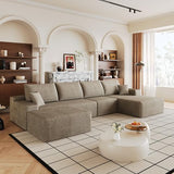 135" Oversized U Shaped Cloud Modular Sectional Sofa with Right Facing Chaise Daybed and Movable Ottoman