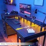Furologee 60" Black Computer Desk with 4 Drawers and Printer Space