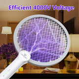 GooQand Bug Zapper Racket, 2 in 1 Electric Fly Swatter USB Rechargeable, 4000V Electric Fly Zapper with 3 Layer Safety Mesh, Indoor Outdoor Electric Racket for Kitchen, Bedroom, Camping