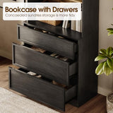 WAMPAT Modern 72" Tall Bookshelf with 6 Drawers and Open Book Shelves