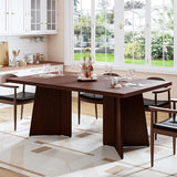 63" Long Dining Table for 6-8 People - Farmhouse Kitchen Table with Extra Thick Tabletop & Heavy-Duty Metal Legs, Walnut