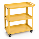 XCX 3 Tier Metal Utility Rolling Cart with Wheels, Yellow