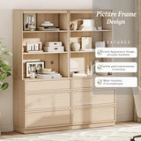WAMPAT Modern 72" Tall Bookshelf with 6 Drawers and Open Book Shelves
