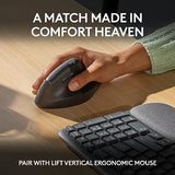 Logitech Wave Keys Wireless Ergonomic Keyboard with Cushioned Palm Rest, Comfortable Natural Typing