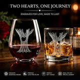Colorsavant Tree of Life Wine & Whiskey Glass Set for Couples