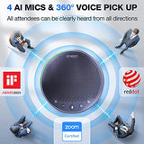 Conference Speaker and Microphone, Zoom Certified Bluetooth Speakerphone with 4 AI Mics 360° Voice Pickup, 18H Talk Time