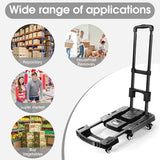 Folding Hand Truck 500lbs, Portable Heavy Duty Dolly Cart, 6 Wheels Collapsible Luggage Cart with 2 Elastic Ropes