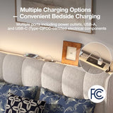 Novilla Queen Bed Frame with Charging Station & LED Lights