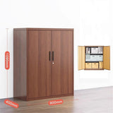b89PvQuQt Office Cabinet 0.8MM Steel File Cabinet Office Data with Lock Storage Short Imitation Wood Grain Bookcase(Large)