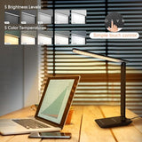 White crown LED Desk Lamp with 15W Wireless Charger & USB Port, Dimmable Table Lamp with 5 Lighting Modes, Sensitive Touch Control