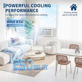 Garvee 6000 BTU Window AC Unit with Remote Control, Cools Rooms up to 250 Sq Ft, 3 Cooling & Fan Speeds Quiet Operation, Digital Display WIFI, Easy Install Kit, for Bedroom, Office