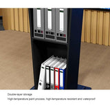 Curved Metal Lectern Podium Stand, Portable Presentation Podium with Open Storage Shelf