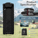 QEZER Ultralight Backpacking Sleeping Pad for Camping, with Inflatable Neck Camping Pillow, Lightweight Inflatable Sleeping Pad for Adults, Portable for Hiking, Car Travel - Durable & Comfortable