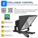 13" HD Wide-Angle Teleprompter with Remote Control, Adjustable Height & 50°–90° Viewing Angle, Beam Splitter Glass, Compatible with DSLR Cameras, Phones & Tablets, for Video Recording & Live Streaming