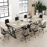 Giantex 10 FT Conference Table for 8-10 People, Modern 48" D x 118" W Large Meeting Table with Z-Shaped Metal Leg, Boardroom, Grey Oak
