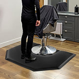 Salon Mat for Hair Stylist, 4 x 5 FT Hexagon Salon Chair Mat Anti Fatigue, 1-inch Thickened Barber Shop Floor Mat with Round Cut Out