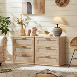 LEYAOYAO Rattan Dresser and Nightstand Sets 3 Piece, Natural
