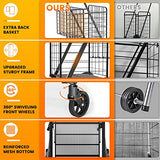 455lbs Shopping Cart for Groceries, Large Heavy Duty Grocery Cart on Wheels, Folding Dual Basket Utility Carts with Waterproof Liner