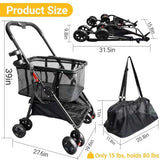 Detachable Baskets & 360°Swivel Wheels, Ultra-Light Frame, Lightweight Hand Cart 40 Gallon Large Capacity for Groceries