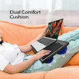 Laptop Lap Desk with Cushion - 9 Adjustable Angles, Fits Up to 15.6 inch Laptops, Built-in Mouse Pad, Phone and Pen Slots