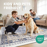12x15 Area Rugs for Living Room,Large Washable Rug,Blue