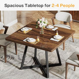 Industrial Dinner Table with Metal Base, Kitchen Table for Dining Room, Small Space, Apartment