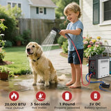 CAMPLUX Nano 3 Portable Propane Water Heater with Pump Kit, Compact & Lightweight Design, Quick Connect Pump Cables & Extension Hoses, Outdoor Camping Shower for Off-Grid Cabin, Hiking, RV