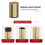 Antique Gold Trash can, Gold Bathroom Trash can with lid，Small Trash Can with Flipping Lid, 2.4gallon LEASYLIFE