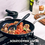 5 Piece Cooking Utensil Set, Flexible Nonstick Silicone, Stain-Free, Tongs, Turner, Spatula, Skimmer, and Slotted Spoon, Black GreenPan