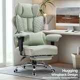 COMHOMA Big and Tall Office Chair Wide Ergonomic Gaming Chair with Deluxe Embossing Designed Leather with Foot Rest,150°Reclining Adjustable Armrests Pocket Spring Back Support and Pillow