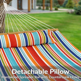 Sunnydaze Extra Large Quilted Hammock with Spreader Bars - 2-Person Hammock for Outside - Caribbean Stripe