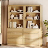 WAMPAT Modern 72" Tall Bookshelf with 6 Drawers