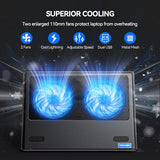 Laptop Cooling Pad - 12"-15.6" Laptops Cooler, Powerful Cooler and Ultra Quiet for Gaming Laptops Pad, 2 Wind Speed Adjustable