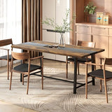 Industrial Dining Table for 8 People, 70.9" Long Rectangular Kitchen Table with Large Tabletop and Steel Legs for Dining Room