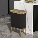 Procade 2Pack Black and Gold Bathroom Trash Can with Lid,4 Gallon Trash Bin