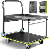 Upgraded Foldable Push Cart Dolly, 700lbs Foldable Platform Truck Dolly with Wheels