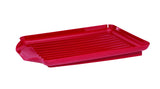 Classic Large Rust Resistant Full Dishrack with Removable 3 Compartment Flatware Caddy, Andlged Drain Board, 3-Piece, Red Farberware