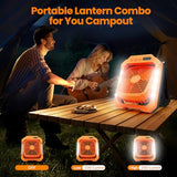 26800mAh Portable Fan Rechargeable with 18W Detachable Solar Panel, Quiet Battery Powered Camping Fan Cordless with LED Lantern,3 Speed,Timer,USB-C,for Bedroom Tent Home Office Desk Hurricane(Orange)