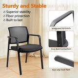 Mesh Back Stacking Arm Chairs with Upholstered Fabric Seat and Ergonomic Lumber Support for Office School Church Guest