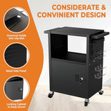 Mobile AV Cart with Push Handles, Heavy Duty Rolling Media Cart with Customized Pegboard & Hooks, 4 Outlets