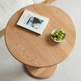 Solid Oak Lift Top Coffee Table, 27.56’’ Wood Round Small Side Table for 2
