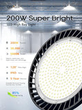 ONLYLUX 200W UFO LED High Bay Light, 30000LM 5000K High Bay LED Shop Lights