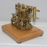MechPuConToy Engine Model Kit That Works, Mini Retro Vertical Double-Cylinder Reciprocating Double-Acting Steam Engine Model with Speed Reducer, Science Experiment for Youth Adult
