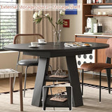 43.3in-59in Extendable Round Conference Table for 4-6 People,Wooden Oval Meeting Room Table with Removable Leaves,Space Saving,Office Table with Storage Shelf for for Office Conference Room