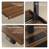 ModernMate 63" Standing Desk with File Cabinet, Privacy Panel, AC/USB, 1.18" Desktop