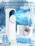 Hiluce 4-IN-1 Tower Fans that Blow Cold Air for Bedroom, Bladeless Fan and Heater Combo,28 ft/s Quiet Swamp Cooler Fan with Ice Packs,180° Oscillating,2 Heating & 3 Cooling Speed, 9H Timer