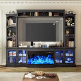 OneBlis 98" Wall Unit TV Stand with 36" Electric Fireplace