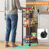 AOODA Laundry Room Cart with Top Detergent Holder, Metal Rolling Storage Cart Between Washer and Dryer, 3 Tier Narrow Laundry Room Organization and Storage with Wheels (Pure Black)
