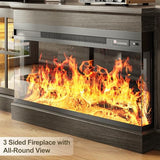 98" Farmhouse TV Stand with 36" Electric Fireplace, Large Entertainment Center